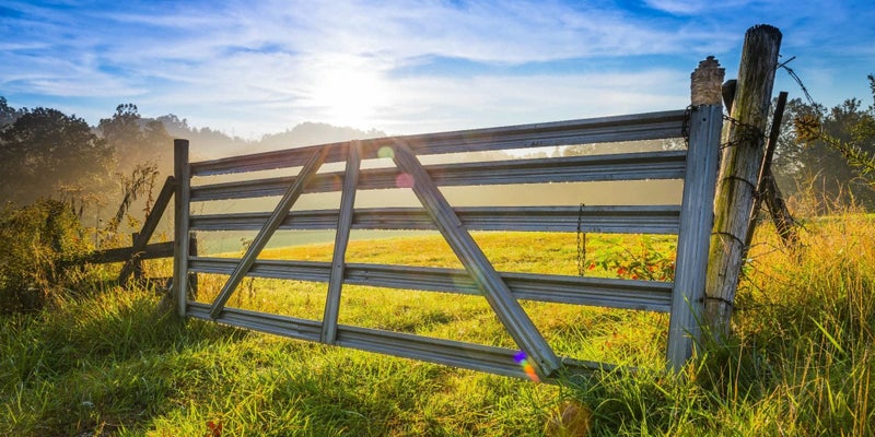 Wooden fence on a farm in Stamping Ground, Kentucky