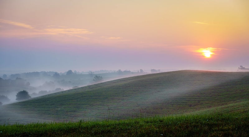 Sunrise over a Kentucky farm